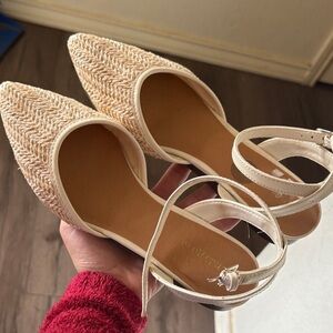 Women's Cream Woven Flats